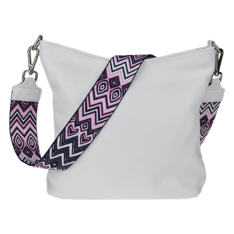 Biela kožená talianska crossbody kabelka Amalia Bianca II NovaKabelka 66472725