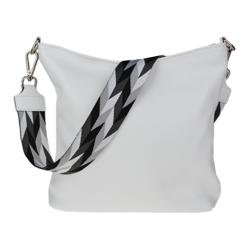 Biela kožená talianska crossbody kabelka Amalia Bianca IV NovaKabelka 66472727