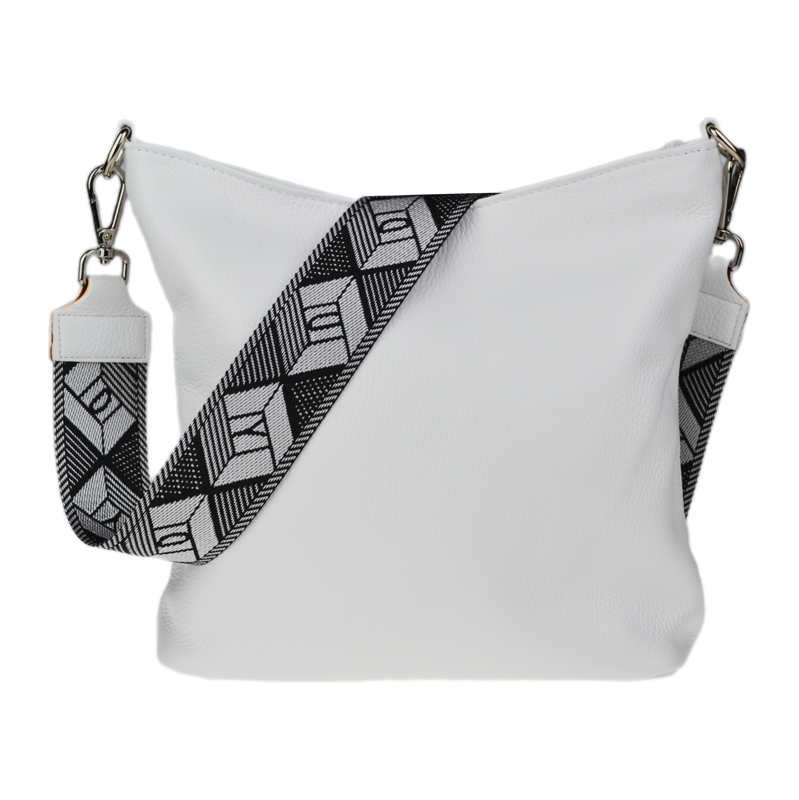 Biela kožená talianska crossbody kabelka Amalia Bianca III NovaKabelka 66472726