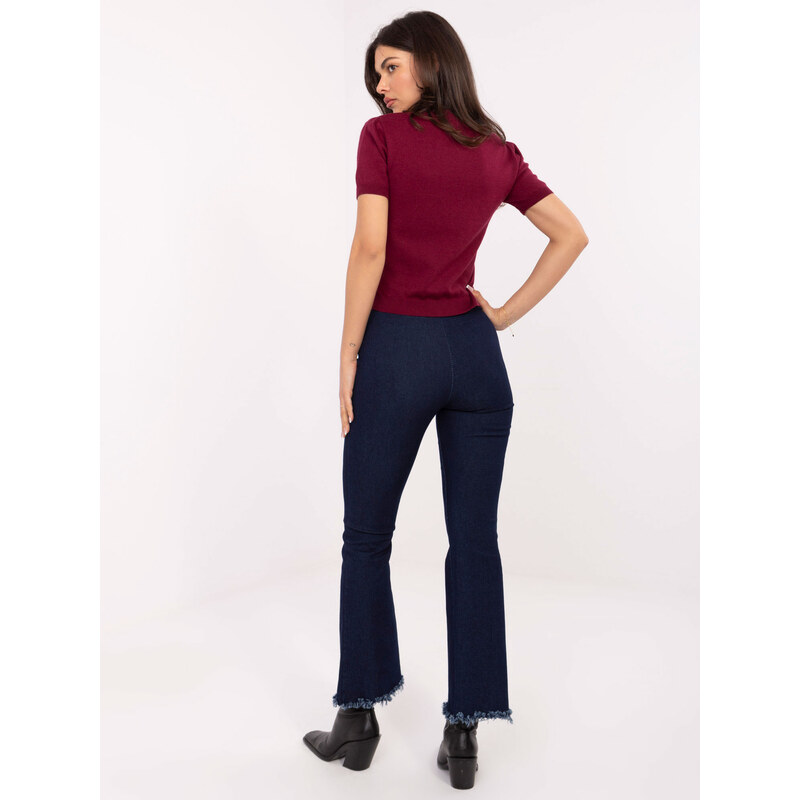 MODA ITALY Zvonové rifle v tmavomodrej farbe 66473218