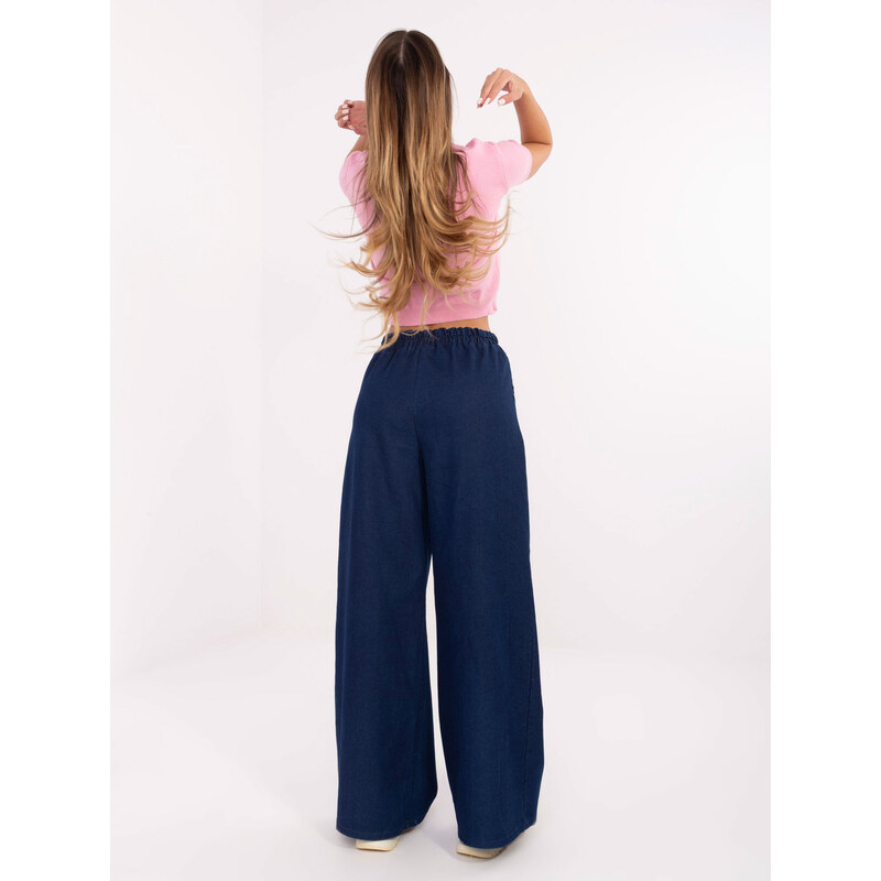 MODA ITALY Dámske široké nohavice v námorníckej modrej 66473245