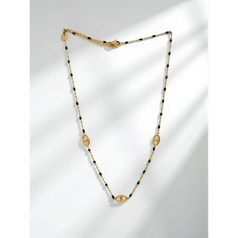 Resti Zlatý náhrdelník Aurelia Nero s čiernymi korálkami 66472961