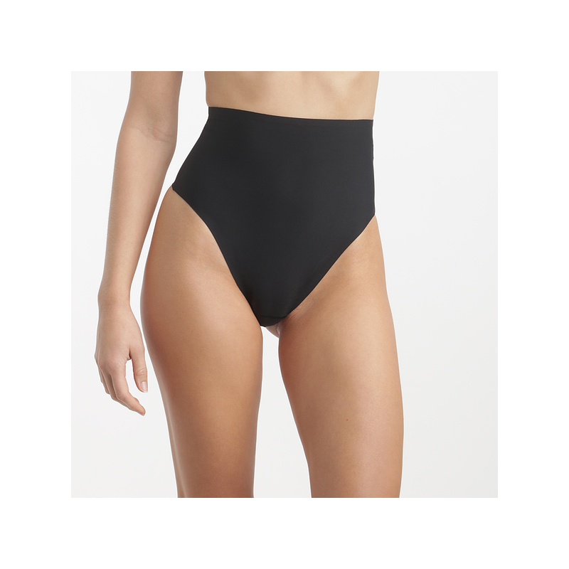 DIM INVISIBLE MID WAIST THONG - čierne nohavičky 66473347