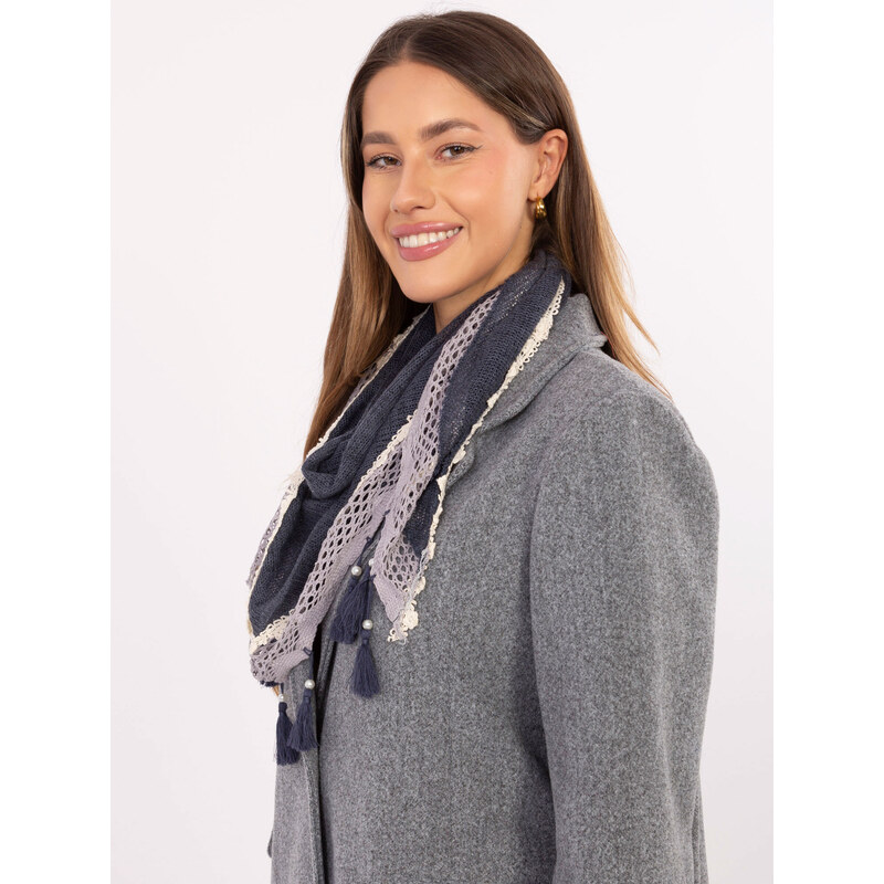 Factory Price Tmavomodrý šál s ozdobnými strapcami 66473369