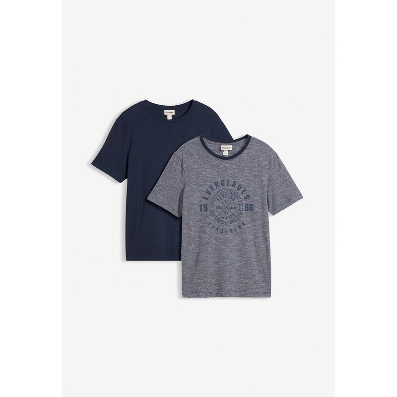 bonprix Tričko (2-dielne balenie) z čistej bavlny, farba modrá 44733057