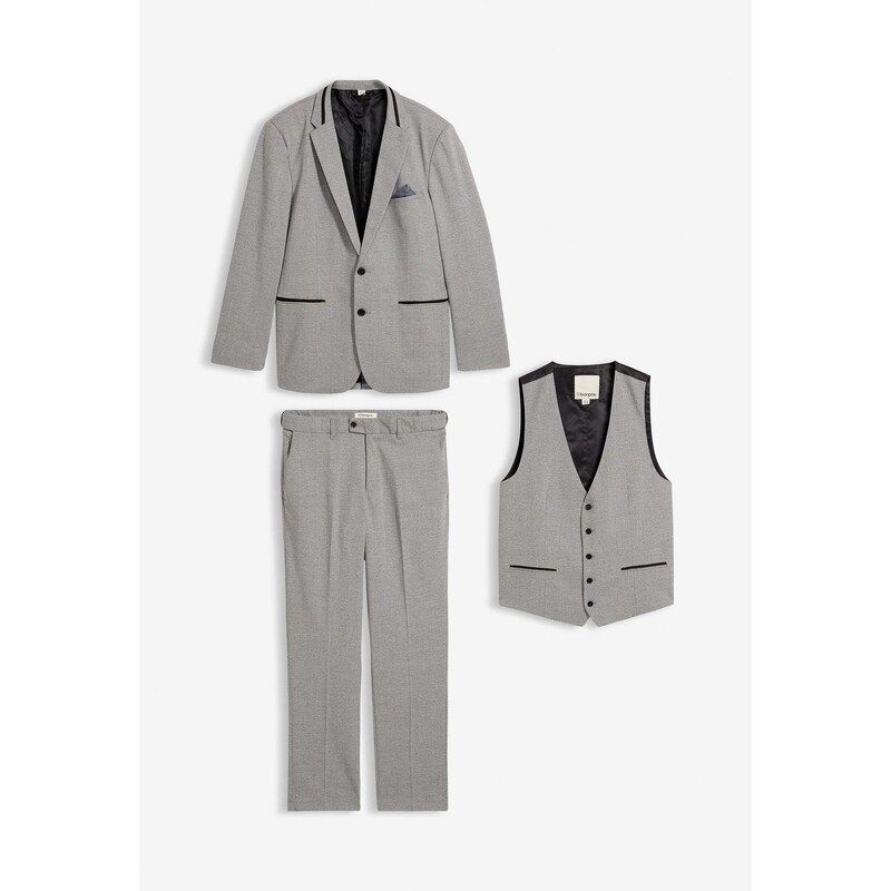 bonprix Oblek s vestou (3-dielny), Regular Fit, farba šedá 44749411