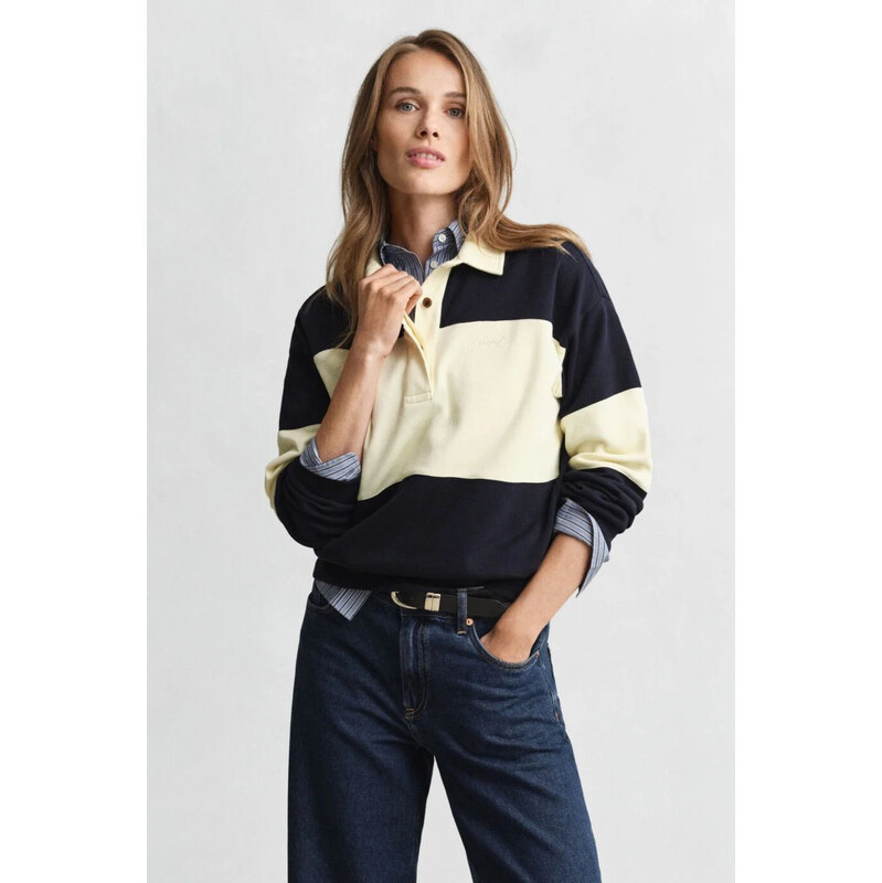 E-shop POLOKOŠEĽA GANT PIQUE TEXTURE COLOR BLOCK RUGGER EVENING BLUE
