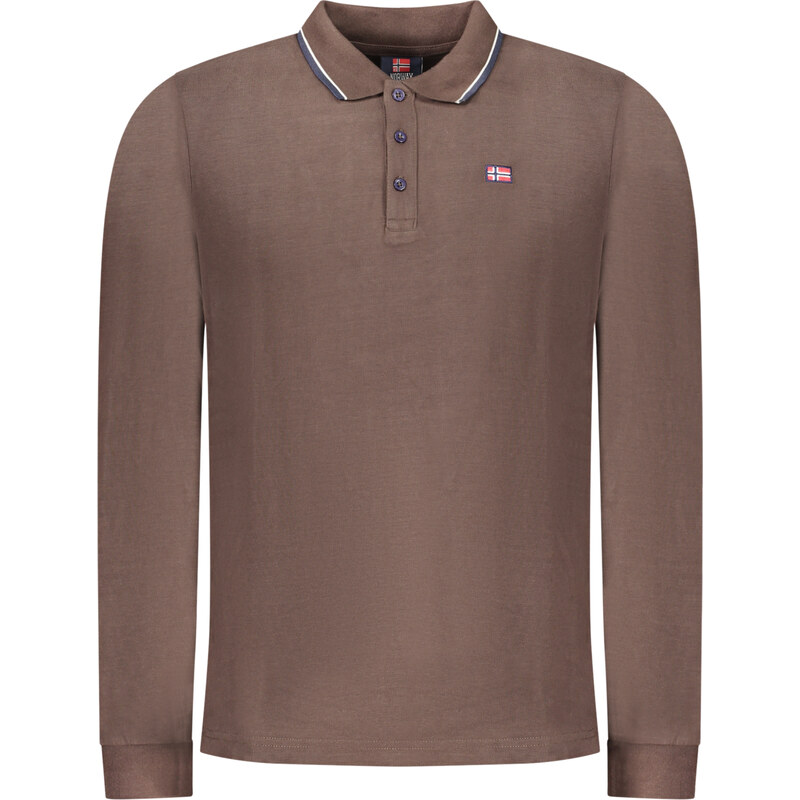NORWAY 1963 MENS LONG-SLEEVE POLO SHIRT, BROWN 66510052