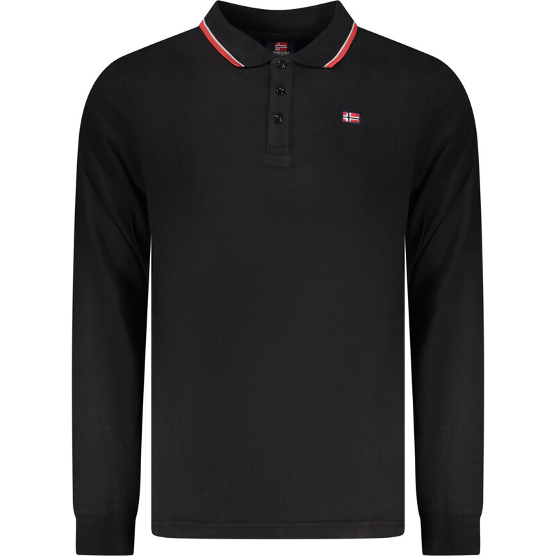 NORWAY 1963 MENS LONG-SLEEVED POLO SHIRT, BLACK 66510046