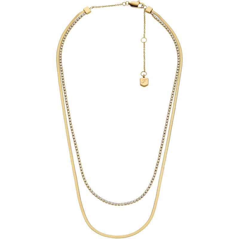 FOSSIL Retiazka Ellis zlatá / priehľadná 66480438