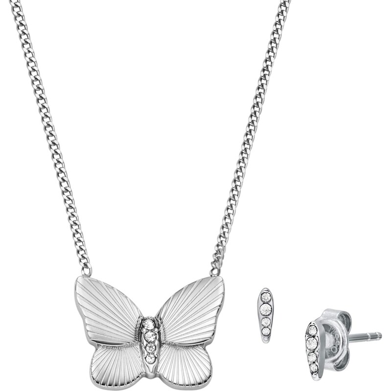 FOSSIL Sada šperkov Sutton strieborná / priehľadná 66480443