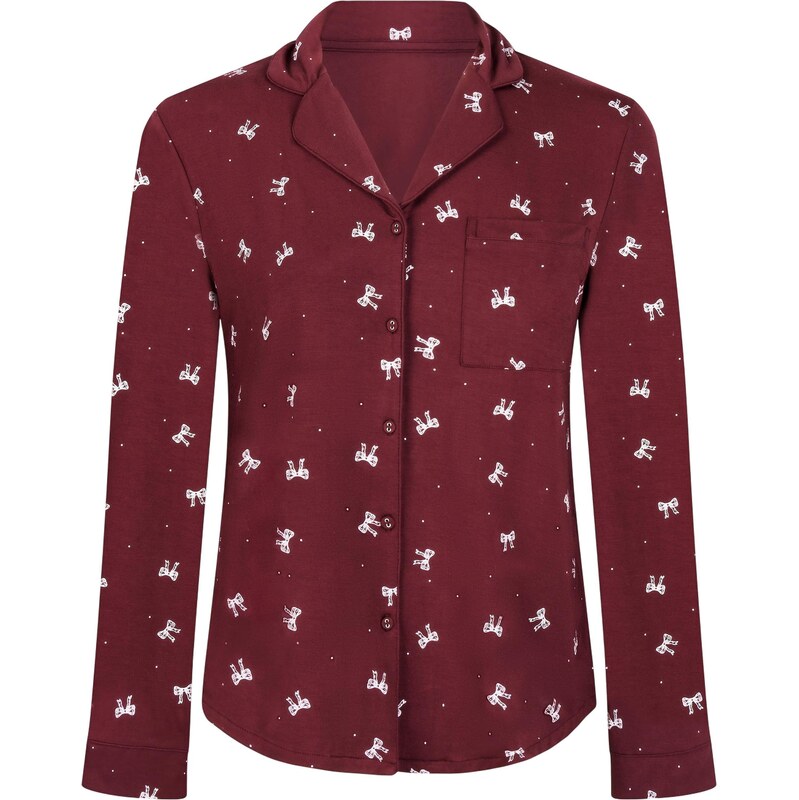 Hunkemöller Tričká na spanie vínovo červená / biela 66480694