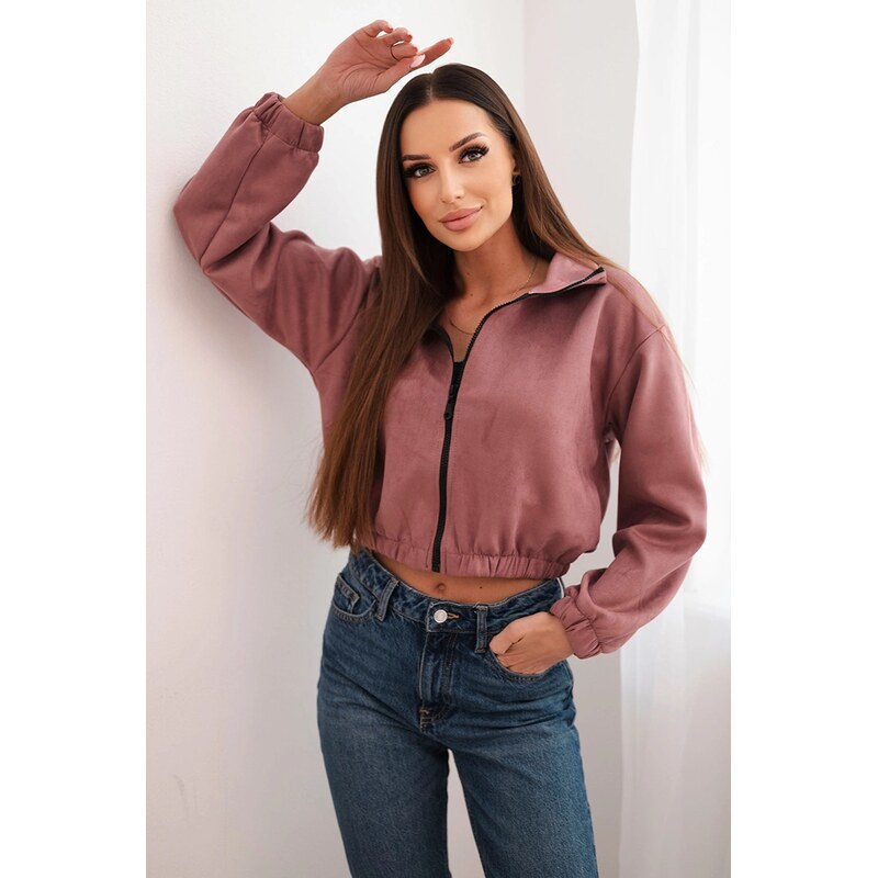 Kesi Suede sweatshirt with a zip dark pink 60708318