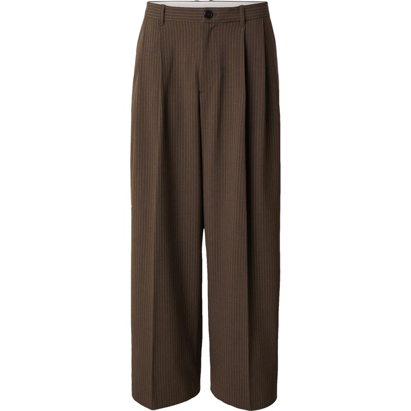 WEEKDAY Plisované nohavice Nate svetlohnedá / tmavohnedá 66480901