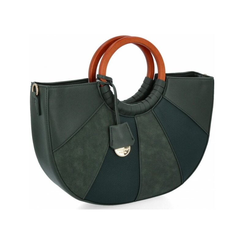 Módna dámska kabelka kufrík firmy Herisson 275C6017 fľašková zelená 66483932