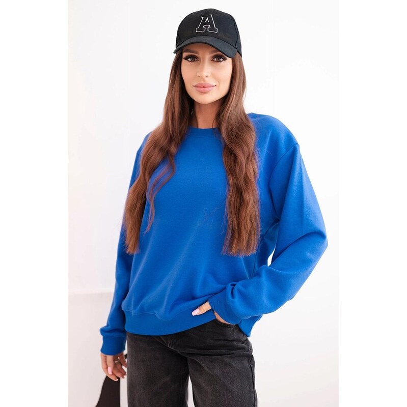 MladaModa Bavlnená mikina bez kapucne HIT03 kráľovská modrá 66487594