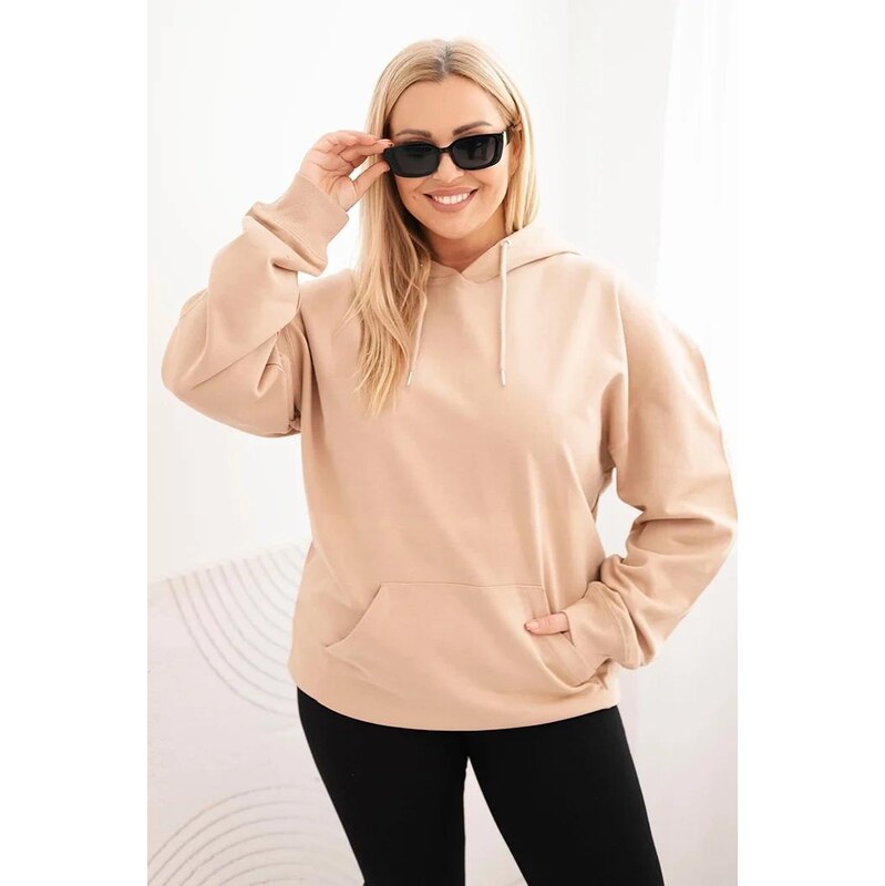 MladaModa Bavlnená oversize mikina s kapucňou a klokankou model HIT02 66487607