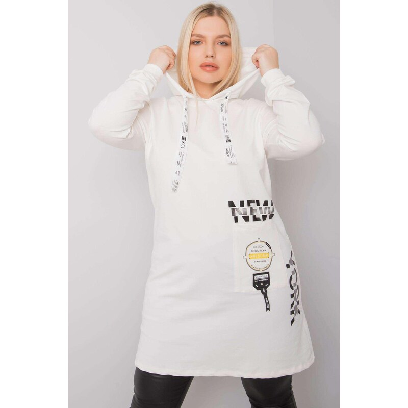 MladaModa Bavlnená oversize tunika Ashford s kapucňou farba ecru 67378498