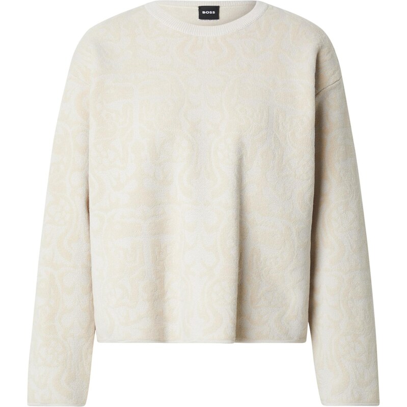 BOSS Sveter Fu_CNY šedobiela / biela ako vlna 66496238
