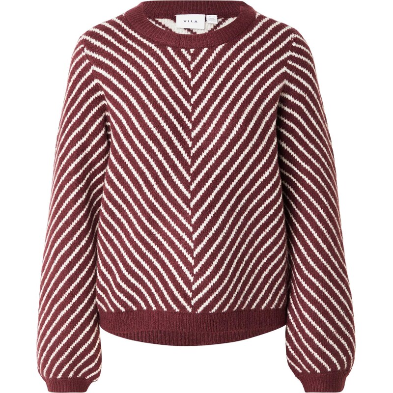 VILA Sveter VIKHAIA farba lesného ovocia / biela 66496483