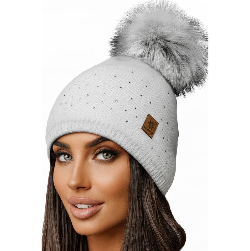 Fashionweek Dámska čiapka s kožušinovou brmbolcom JENOT +flísová 48751508