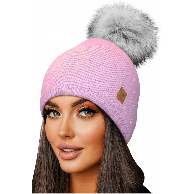 Fashionweek Dámska čiapka s kožušinovou brmbolcom JENOT +flísová 48751507