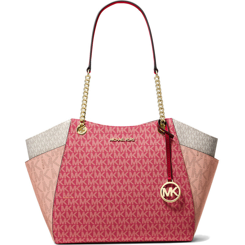 Michael Kors Jet Set Large Color-Block Signature Logo Tote Bag Cherry 66600117