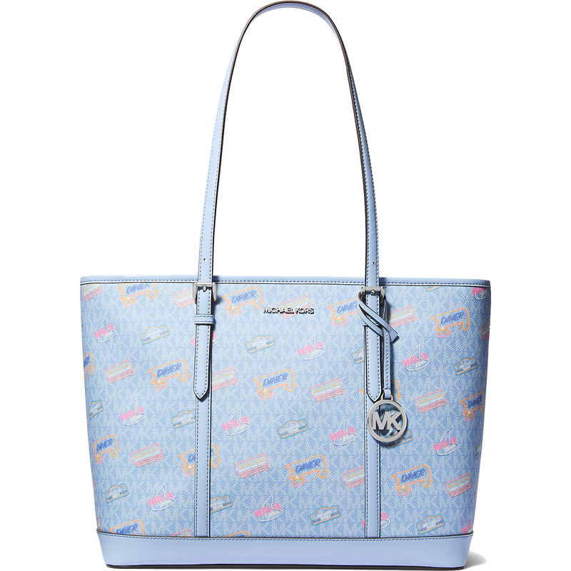 Michael Kors Jet Set Large Printed Signature Logo Tote Bag Light Sky 66600118