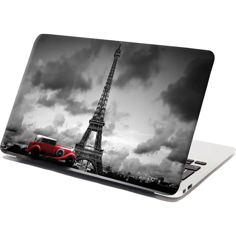 Sablio Samolepka na notebook Eiffelová veža a červené auto 65098631