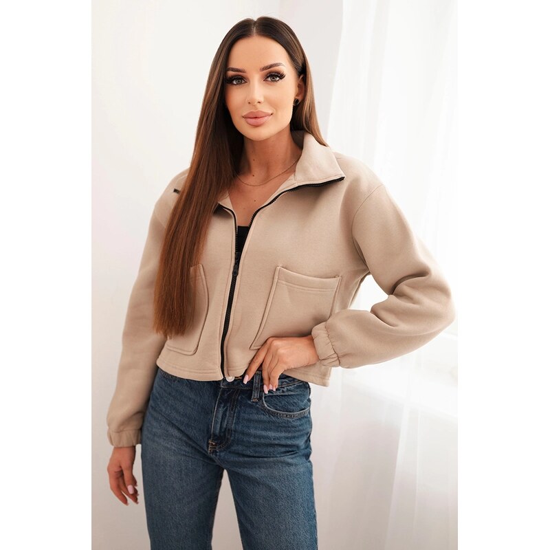 Kesi Cotton insulated sweatshirt with zipper light beige 60754340