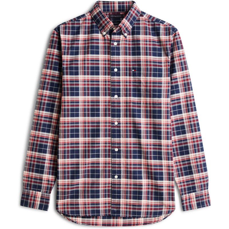 TOMMY HILFIGER Košeľa HERITAGE tmavomodrá / svetlosivá / tmavočervená 66507643