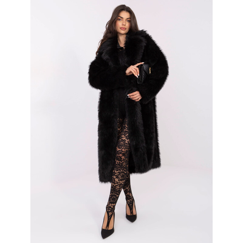 BASIC Čierny dámsky dlhý kožuch IF-PL-G230132.98P-black 66522911