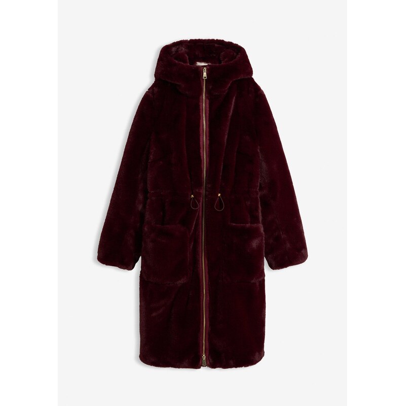 bonprix Kabát, imitácia kožušiny, farba červená 66512319