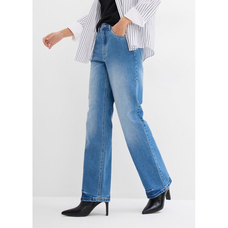 bonprix Strečové džínsy, vysoký pás, farba modrá 61718803