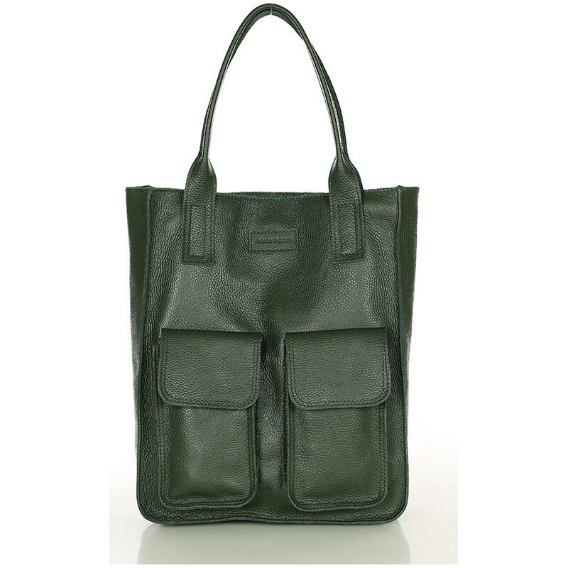 MARCO MAZZINI Tmavá-khaki shopper bag s vreckami s131c 19090262