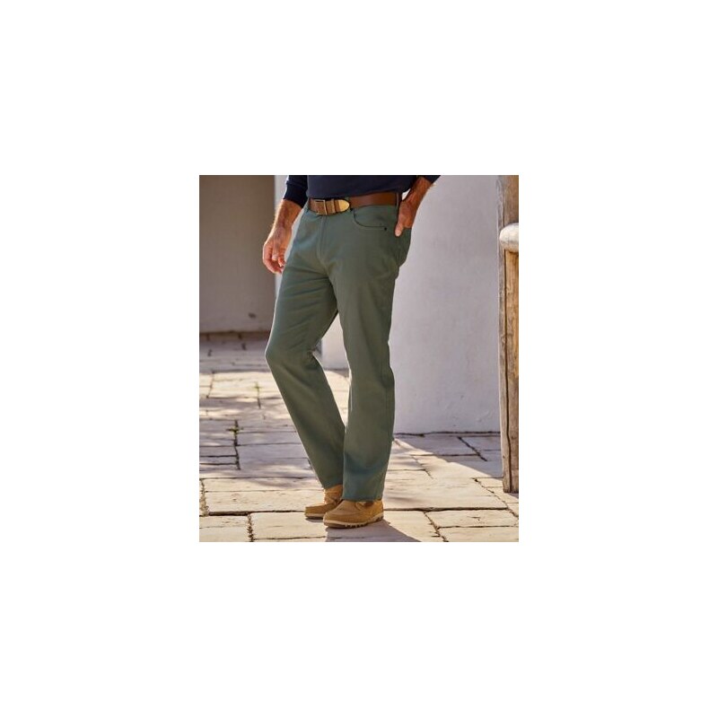 Kaki chino nohavice z pružného kepru Atlas For Men Zelená 61681992