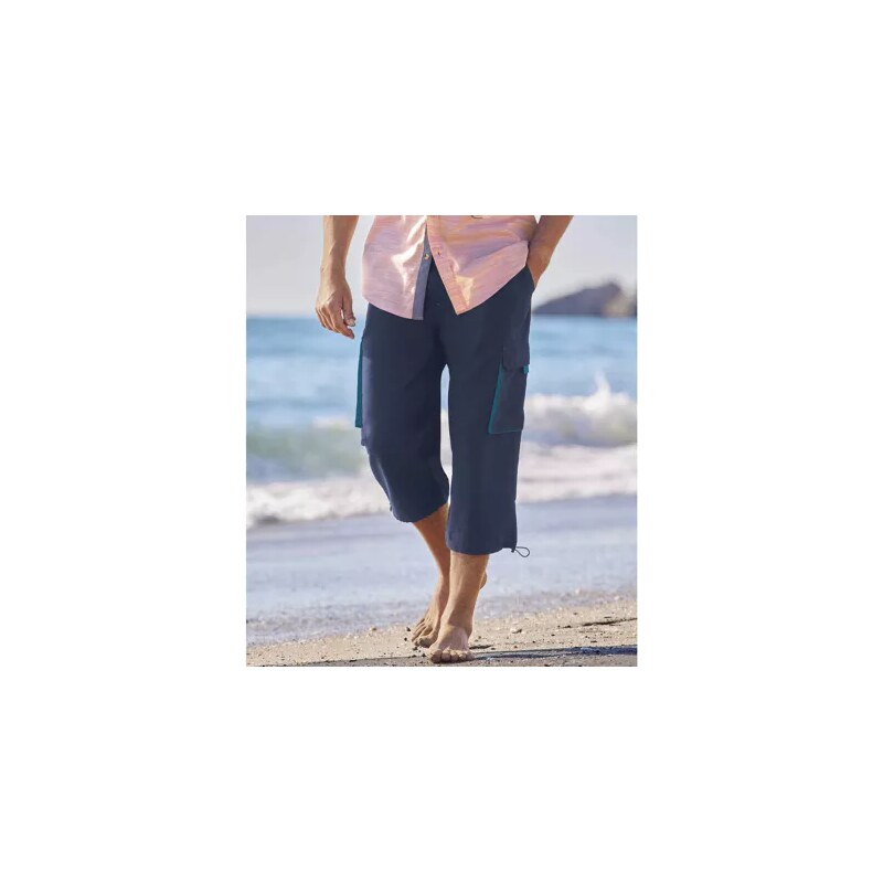 Trojštvrťové kapsáčové nohavice z mikrovlákna Atlas For Men Modrá 63959213