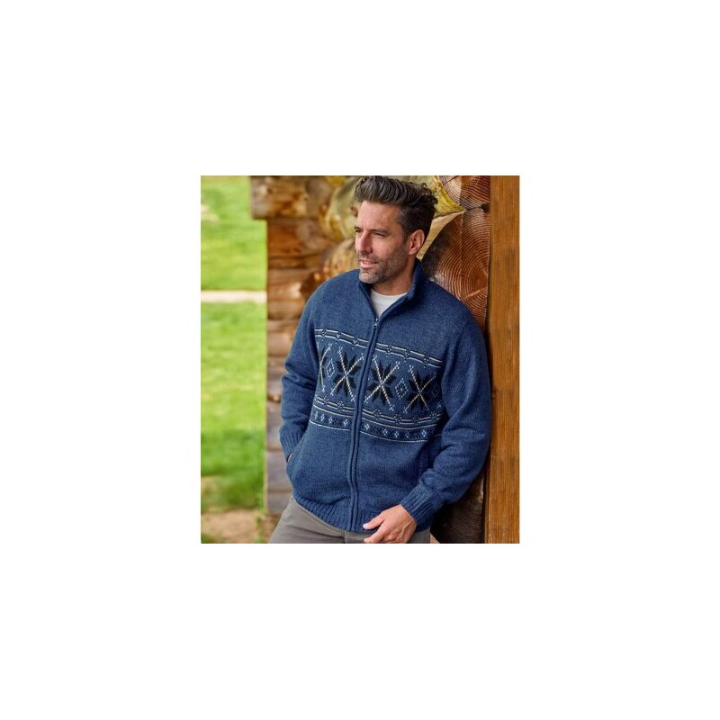 Pletený sveter podšitý mikroflísom Atlas For Men Modrá 61681679