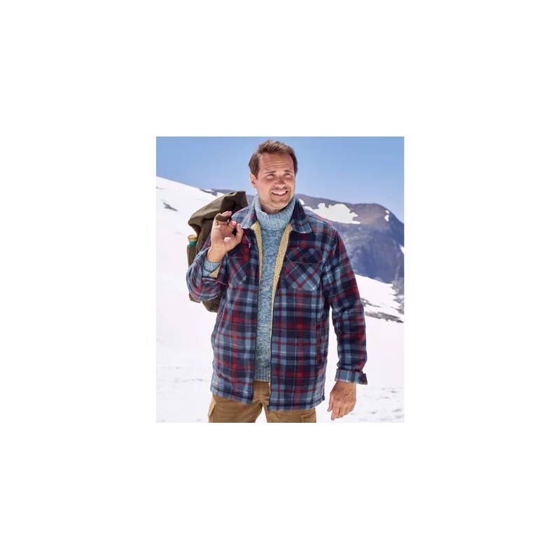 Zateplená flísová kockovaná vrchná košeľa na zips Atlas For Men 61681800