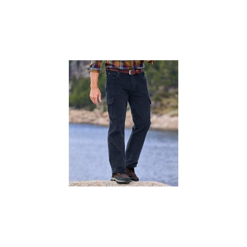 Pohodlné menčestrové kapsáčové nohavice Atlas For Men Sivá 61681776