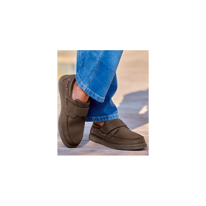 Kožené mokasíny na suchý zips Atlas For Men Hnedá 64927963