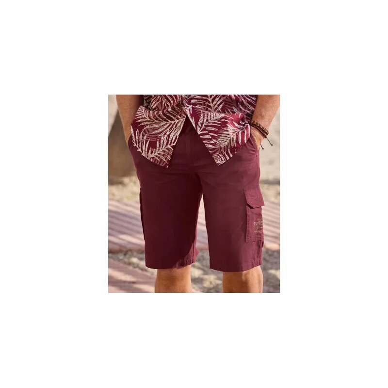 Plátenné kapsáčové bermudy Atlas For Men Bordová 63428866