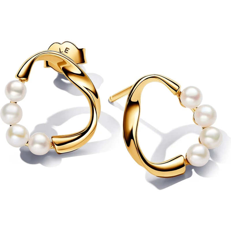 Pandora Úchvatné pozlátené náušnice s perlami Essence Shine 263276C01 ...