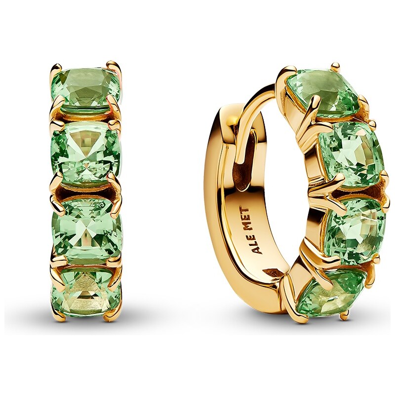 Pandora Pozlátené kruhy so zelenými krištáľmi Timeless Shine 263851C01 66595975