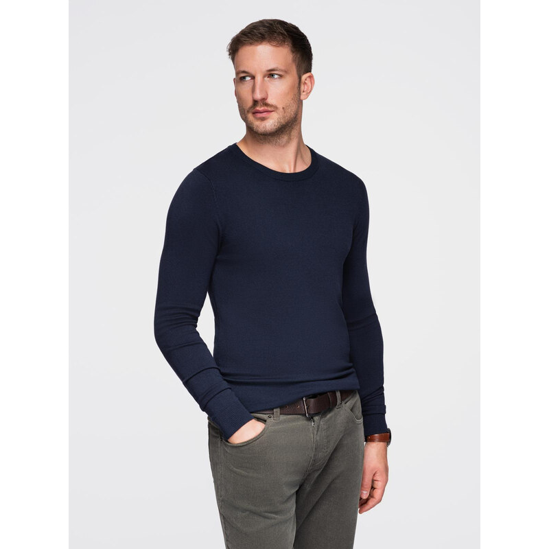 Ombre Classic mens sweater with round neckline - navy blue 50598664
