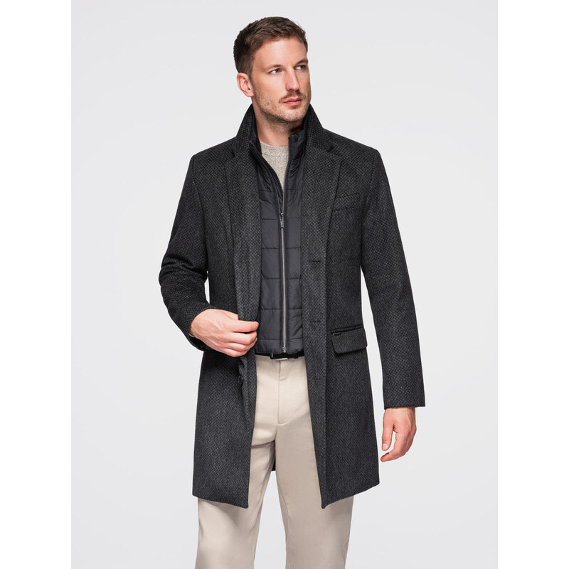 Ombre Unbuttoned mens wool blend coat - graphite 57867831