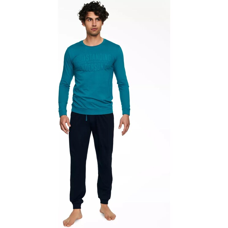 HENDERSON Pánske pyžamo 40040 Badge turquise 66530941