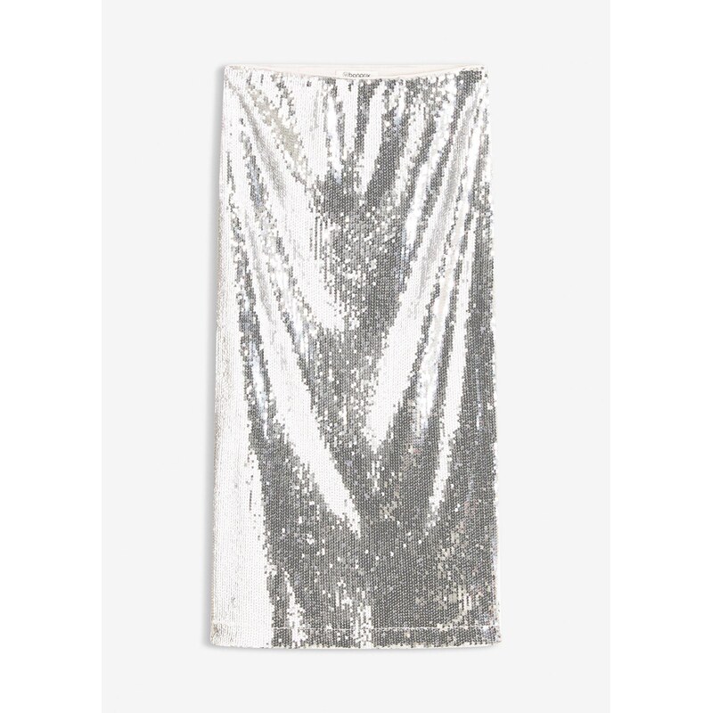 bonprix Midi sukňa s flitrami, farba šedá 66531336