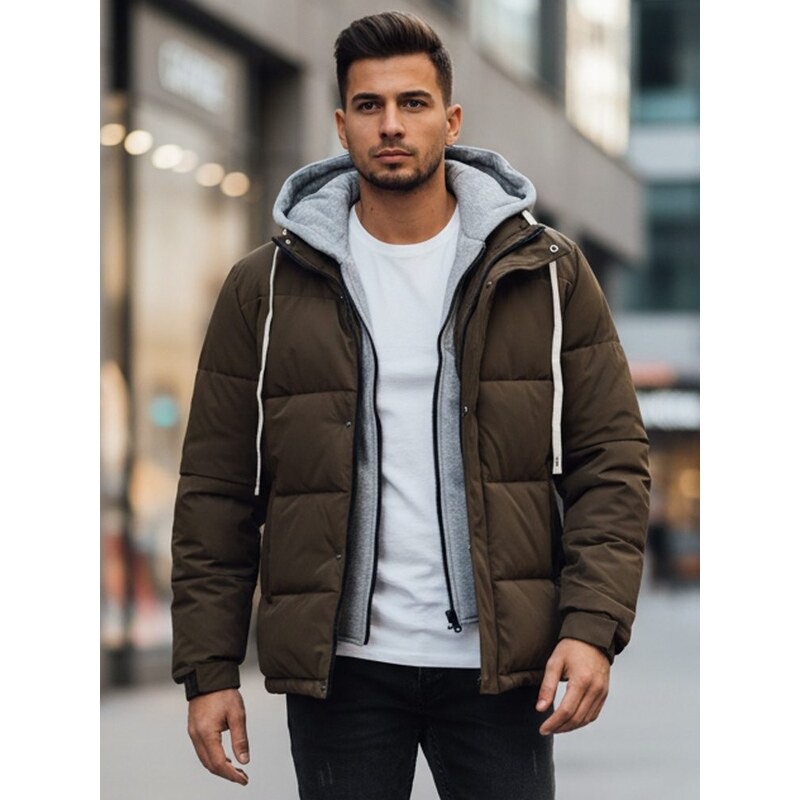 Dstreet Zaujímavá khaki zimná bunda s kapucňou 66338435