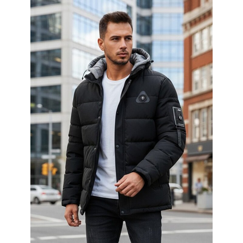 Dstreet Originálna čierna zimná bunda s kapucňou 66532107